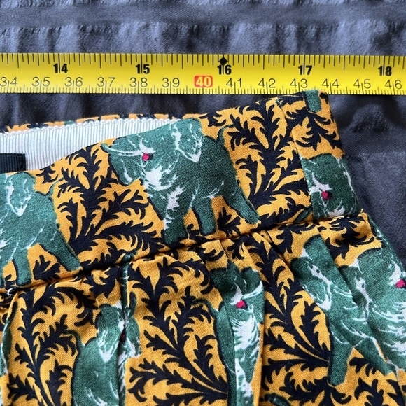 J. Crew Elephant Print Green Yellow and Black Cotton Skirt Womens Sz 16 - Picture 12 of 15